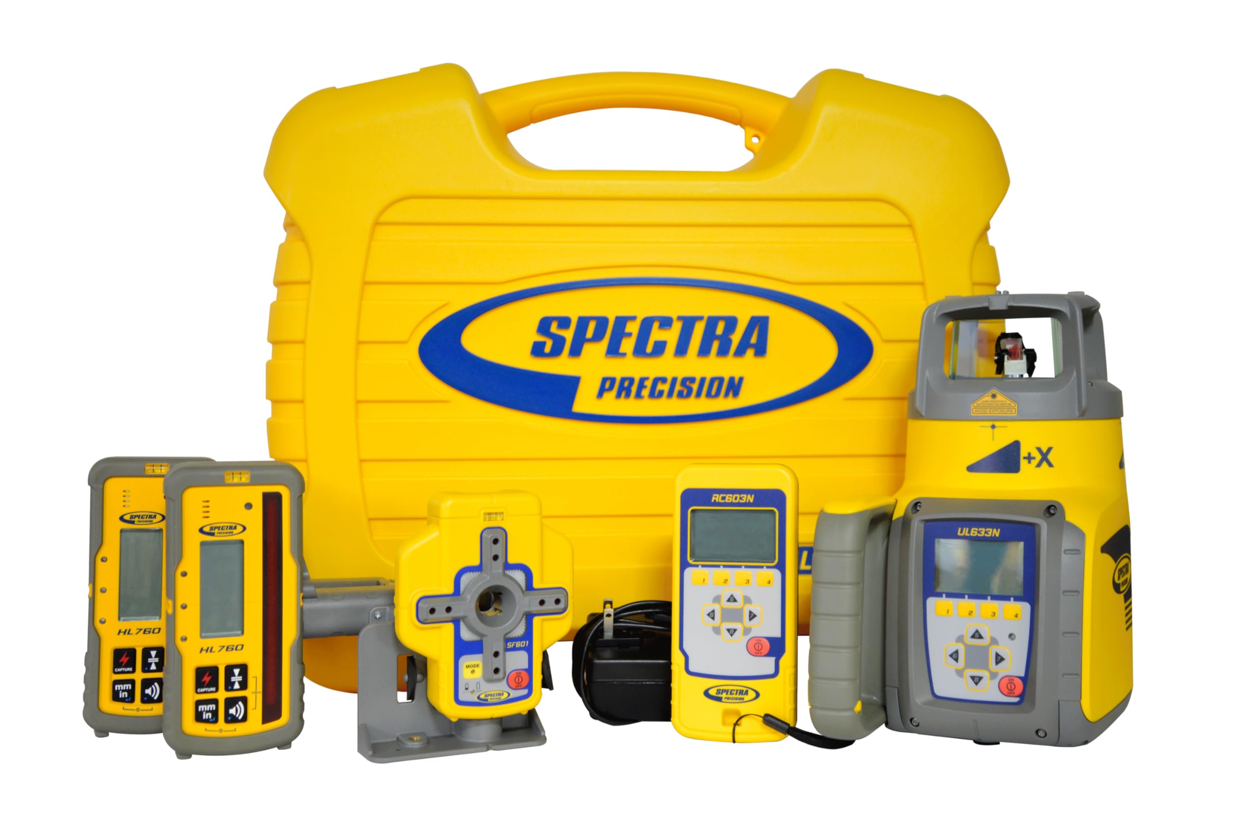 rabo SpectraPrecision UL633N - Láser de inclinación de 3 ejes totalmente automático, con 2 x HL760, mando a distancia RC603N y Spotfinder SF601