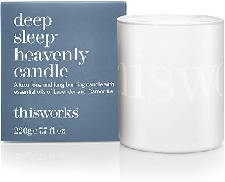 This Works Deep Sleep Heavenly Candle, 220 g - Luxury Candle Enriched with Essential Oils of Lavender, Camomile and Vetivert - Hand Poured Scented Candle with a 40hr Burn Time for a Calming Experience