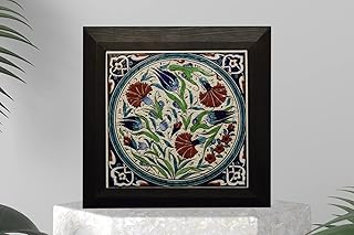 EliPOT Ceramic Painted Framed Tile, Ceramic 8x8 Tile Art Frame, Ceramic image Tile Frame (Mutlicolors 2)