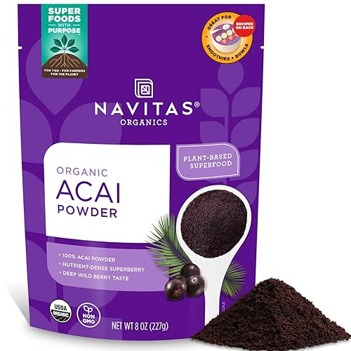 Navitas Organics Acai Powder, 8 oz Bag, 76 Servings — Organic, Non-GMO, Freeze-Dried, Gluten-Free - Acai Powder - 8 Ounce (Pack of 1)