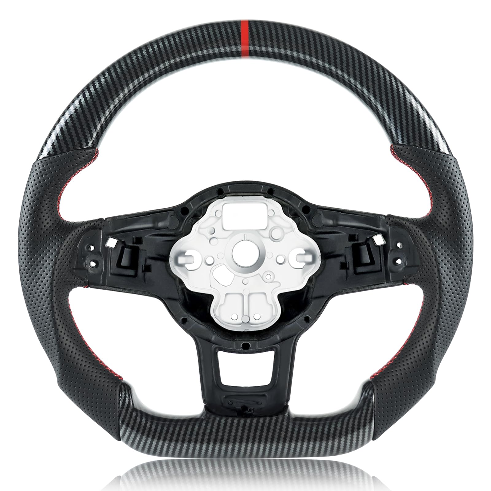 Hydro-Dip Carbon Fiber Steering Wheel D-shaped Nappa Perforated Leather Flat-bottom Steering Wheel for Volkswagen GTI/Golf MK7