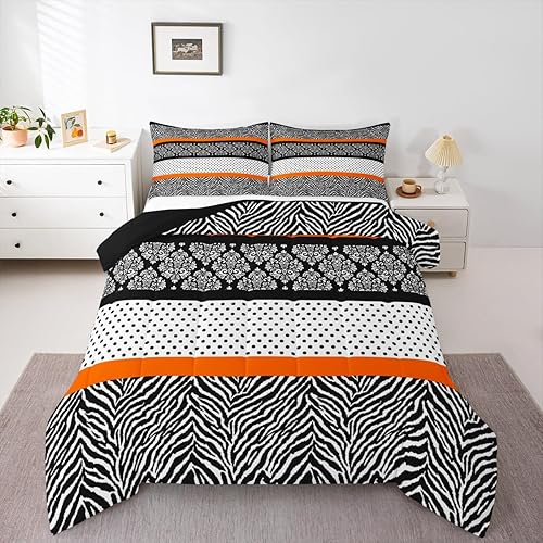 Miniatura 214 de Castle Fairy Juego de ropa de cama con estampado de cebra, tamaño matrimonial, juego de edredón de animales de África y vida silvestre, juego