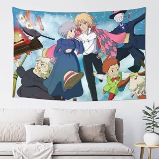 Craak Howls Moving Castle Tapestry Wall Hanging Window Design for Bedroom Home Decor Size 37x29 Inches