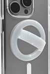 Magnetic Silicone Phone Grip Loop Holder for MagSafe iPhone Case | (White Sparkle) Soft Comfortable Finger Loop; Sized for a loose fit; Compatible with MagSafe Phone Cases and iPhones