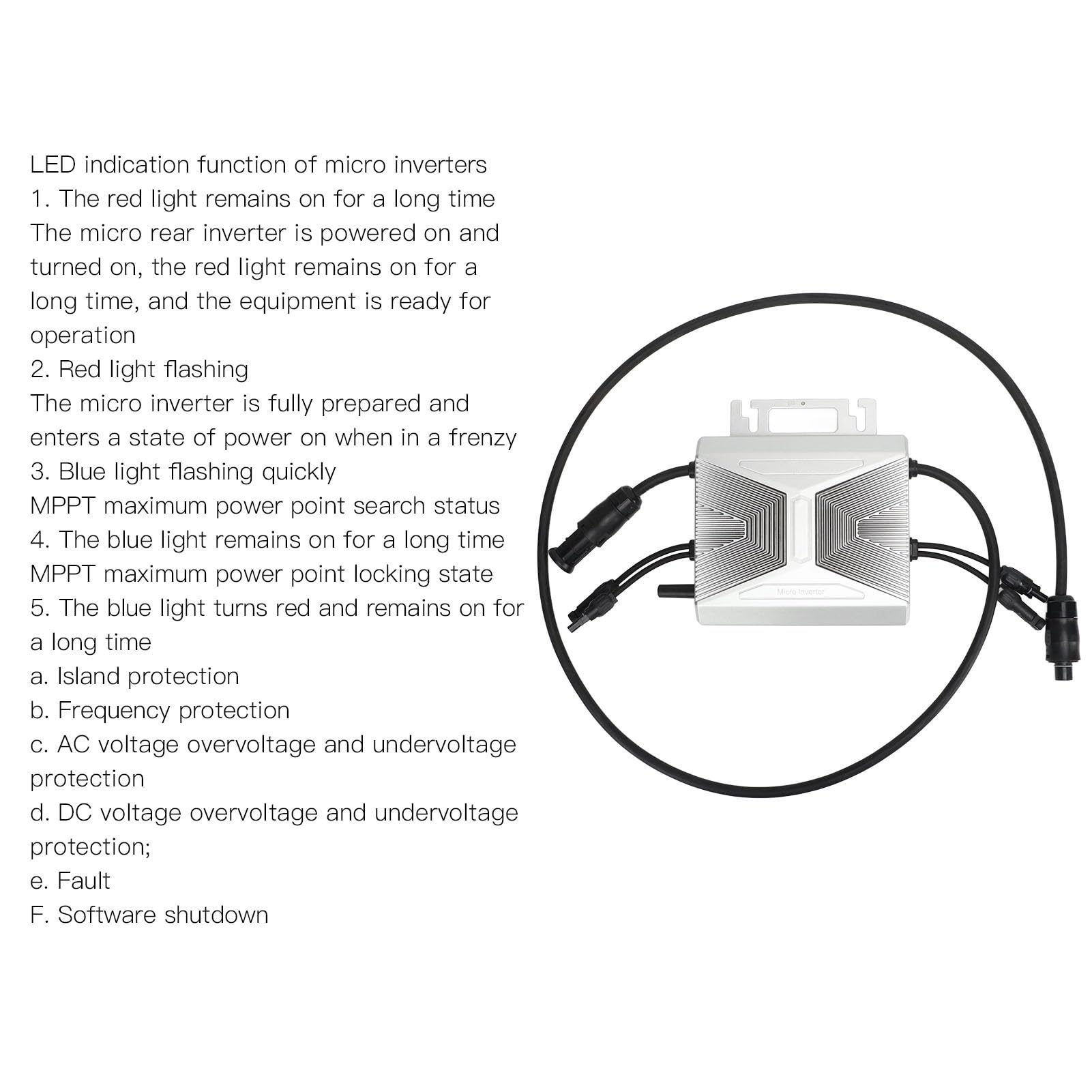 Mikro -Wechselrichter Fernbedienung IP67 Wasserdichtes WLAN -Solargitter -Krawatte für PV -Stromerzeugungssystem 230 V 600W
