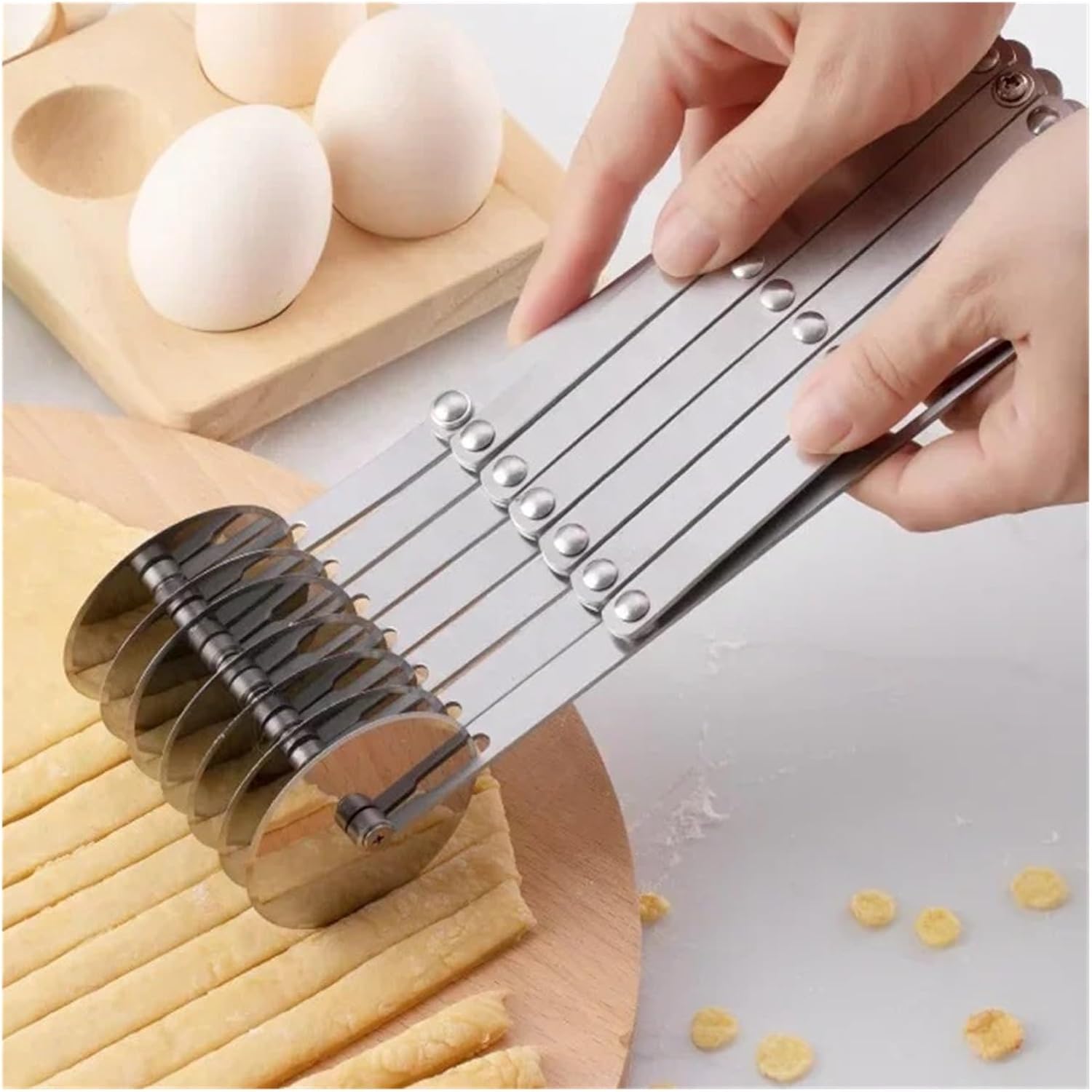 5/7 Wheel Cutter Dough Divider Knife Flexible Roller Blade Pizza Pastry Peeler Stainless Steel Tool(7 rounds)