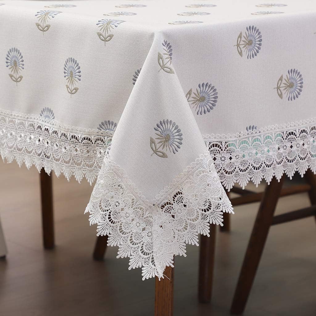 🛒 Crazy Deals SINOGEM Decorative Floral Print Polyester Rectangle Tablecloth Waterproof and Stain Resistant Fabric Lace Table Cloth, Table Cover for Dining Room/Party Tables (60x84 Inch, Blue)