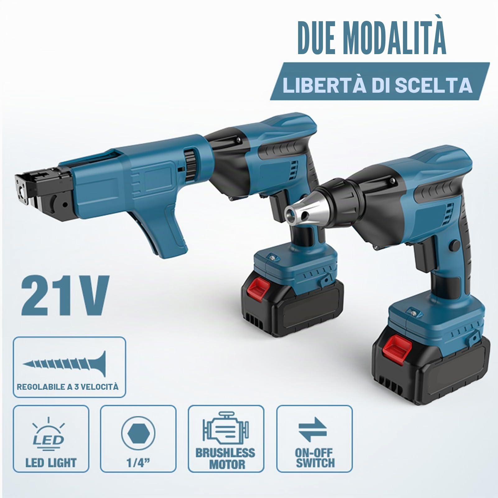 banapoy Pistola Avvitatrice per Cartongesso a Batteria, Kit Avvitatore per Cartongesso e Cacciavite Ad Avanzamento Automatico con Cassetta degli Attrezzi, Pistola Sparachiodi Catena