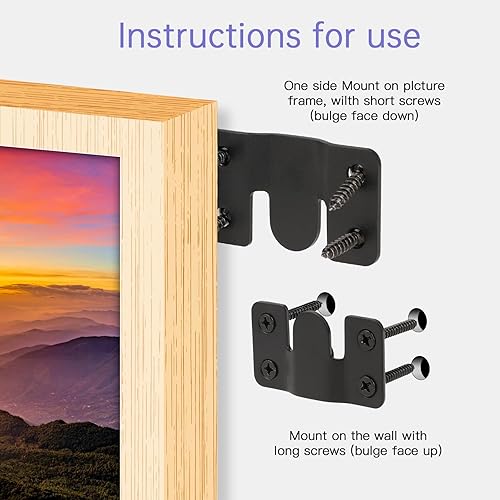 Miniatura 10 de 4 pares de ganchos entrelazados para colgar fotos, acero inoxidable, resistente, para marco de fotos, gancho grande para colgar fotos, hebilla para