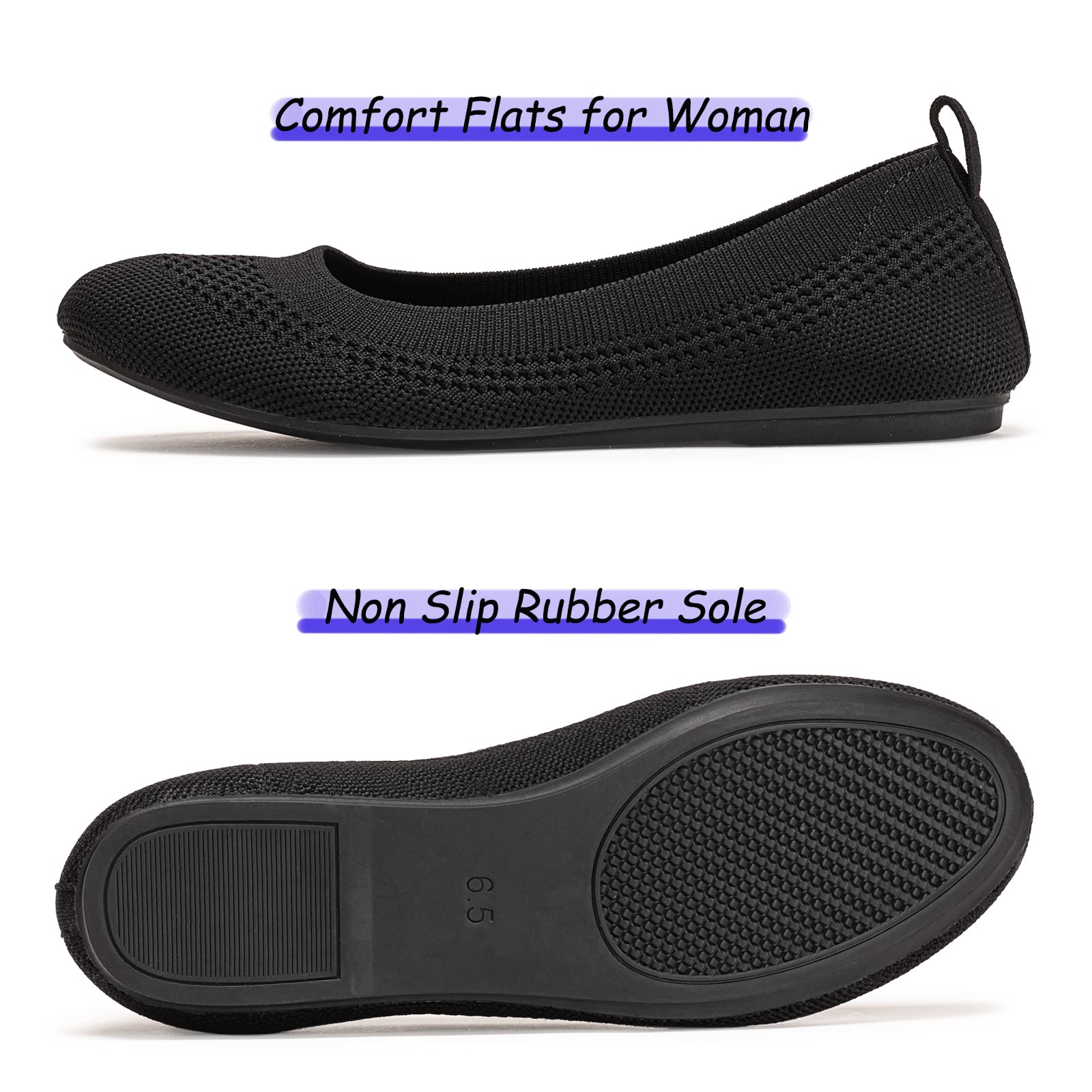 Frank Mully Damen Ballerinas Slip On Knit Pumps Runde Zehe