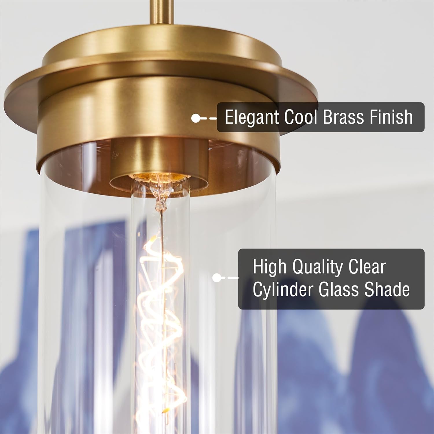 Vivienne Warm Brass Modern Pendant Light with Clear Glass Shade