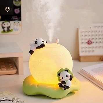Panda Humidifier - Small Mini Cute Air Humidifier, Desktop Office Aromatherapy Essential Oil All-in-One with Luminous Ambient Lights