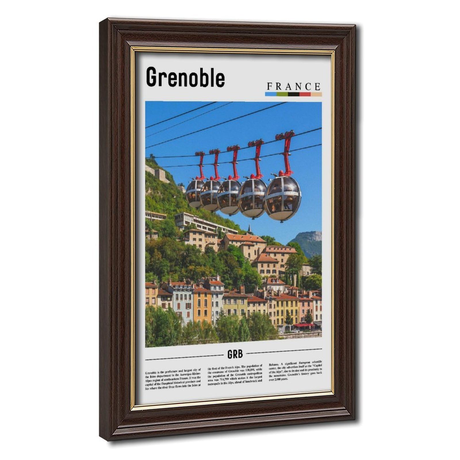 Wcyb Mokume Gane Frame Grenoble Isère France Scenery Travel Prints Posters Canvas Deco Paintings Wall Art For Office Hangable Frame 12" L X 18" W