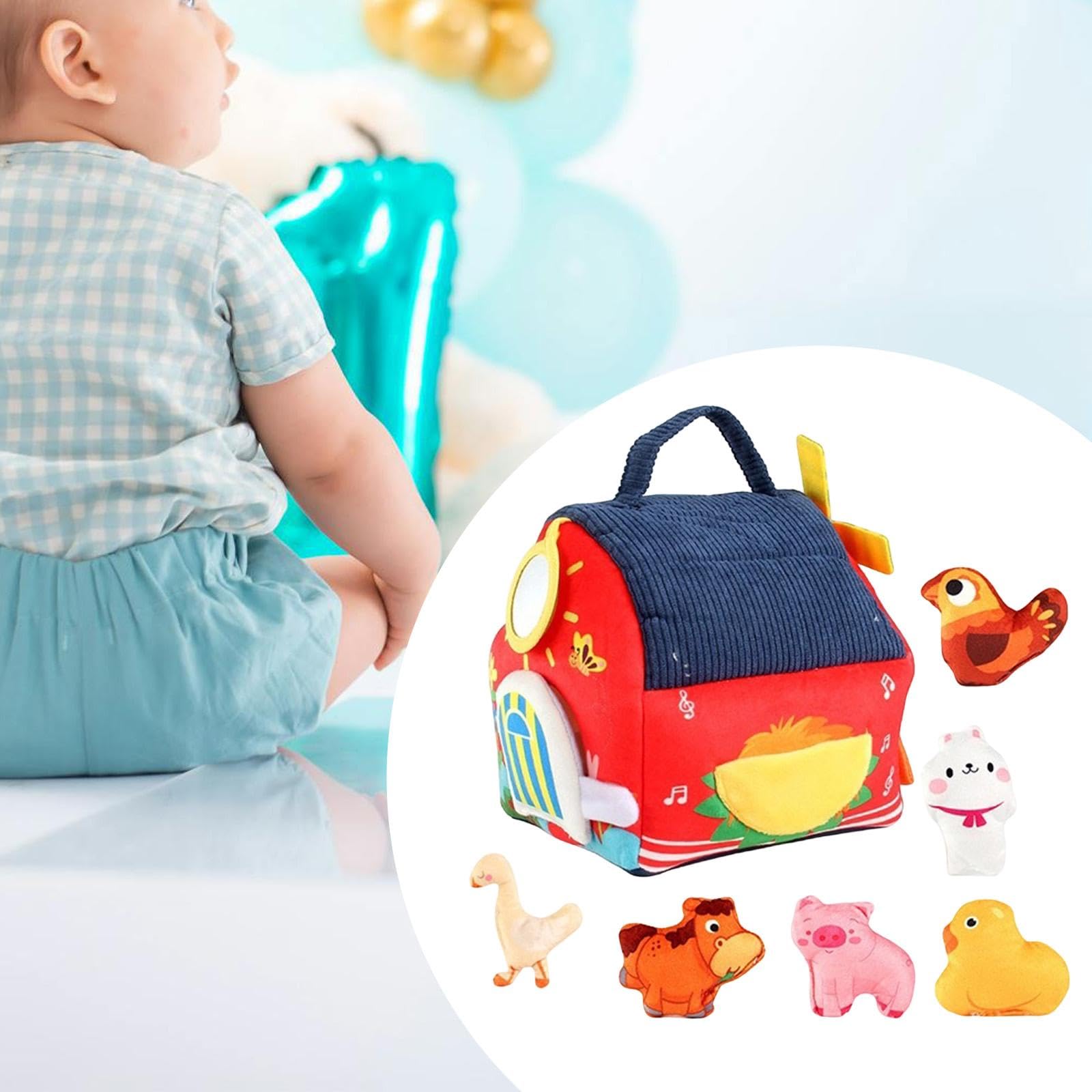 Bauernhoftiere Plüschtier-Spielset Frühpädagogisches Spielzeug Stofftiere für Babys von 0-6 und 6-12 Monaten, 18x16x22cm