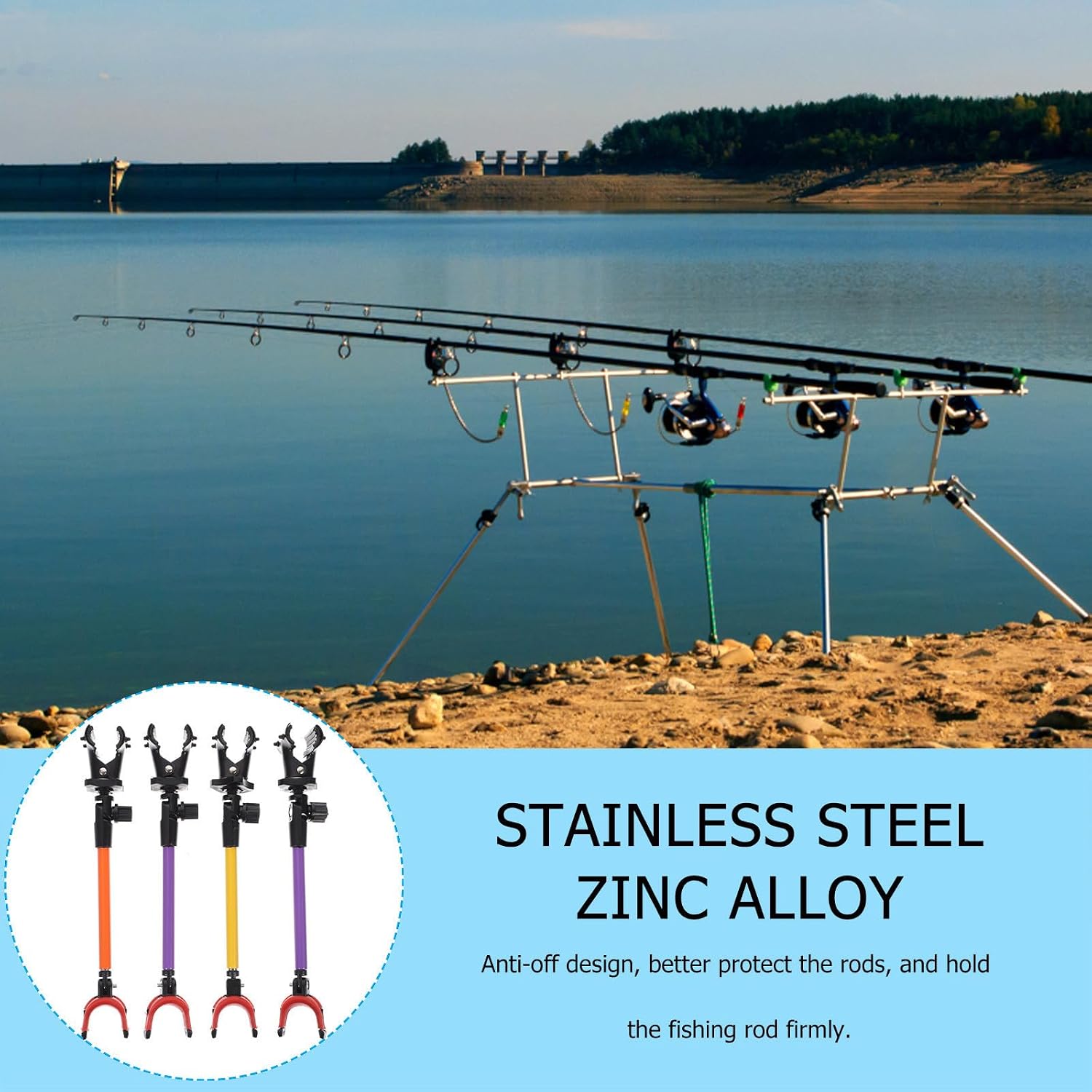 4 Pcs Anti-Off Fishing Rod Holder Zinc Alloy Bracket 4 Telescopic image 4