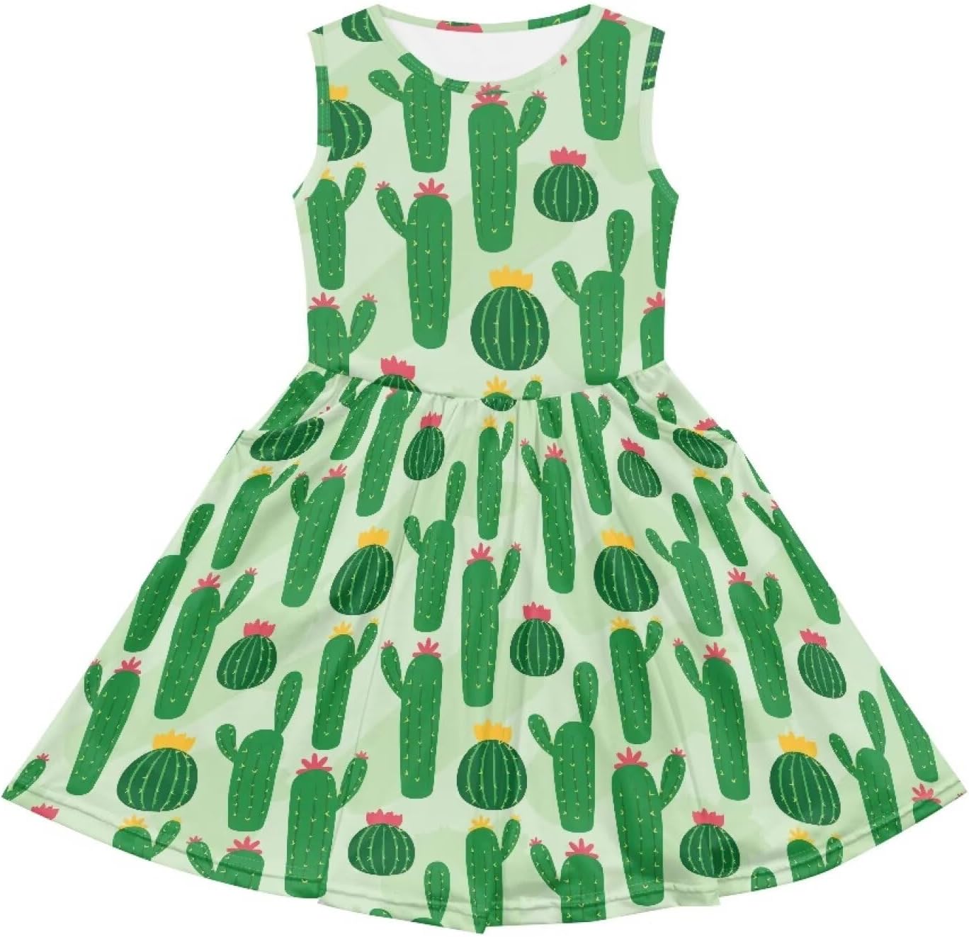 Girls Cute Floral Summer Dress with Pockets Soft Loose Fit Swing Twirly Sundress Size 3-14 Years Old