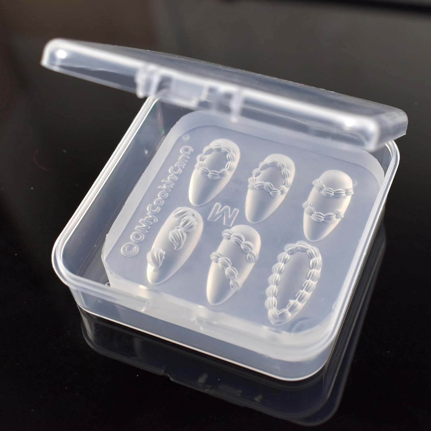 Nail Art Silicone Mold Embossed Cream Chain Design 3D Carving Template | 3D Nail Charm Mold for Birthday Nails 6 Patterns