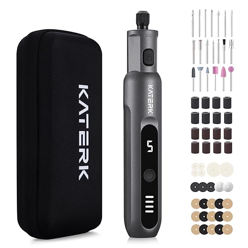 Katerk Mini Cordless Rotary Tool, 5-Speed Rotary Tool Kit, 5000-20000RPM