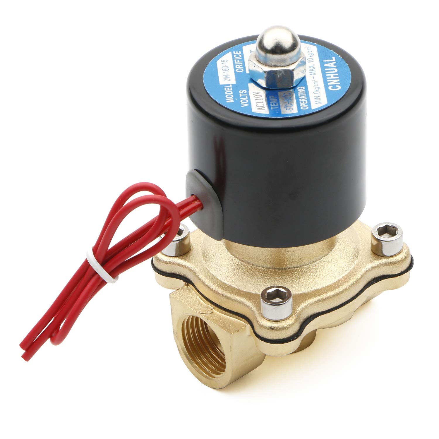 Ellbest 2W-160-15 1/2" AC110V Normally Closed Brass Solenoid Valve for Water, Air, Gas - Irrigation & Industrial Use