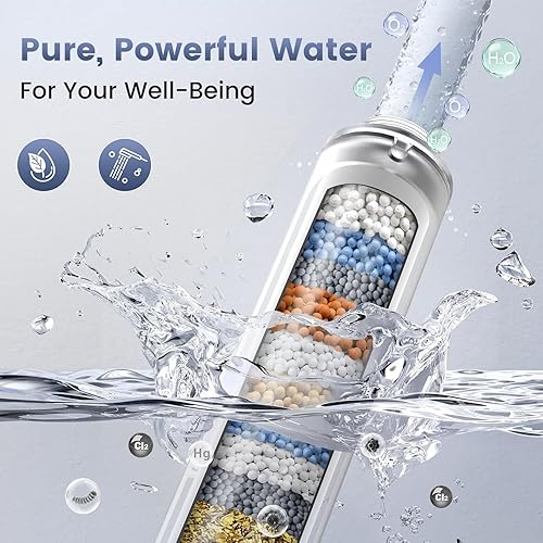 Miniatura 3 de Cabezal de ducha filtrado con mano, cabezal de ducha de alta presión con 8 pulverizadores con filtros y cabezal de ducha desmontable mejorado,