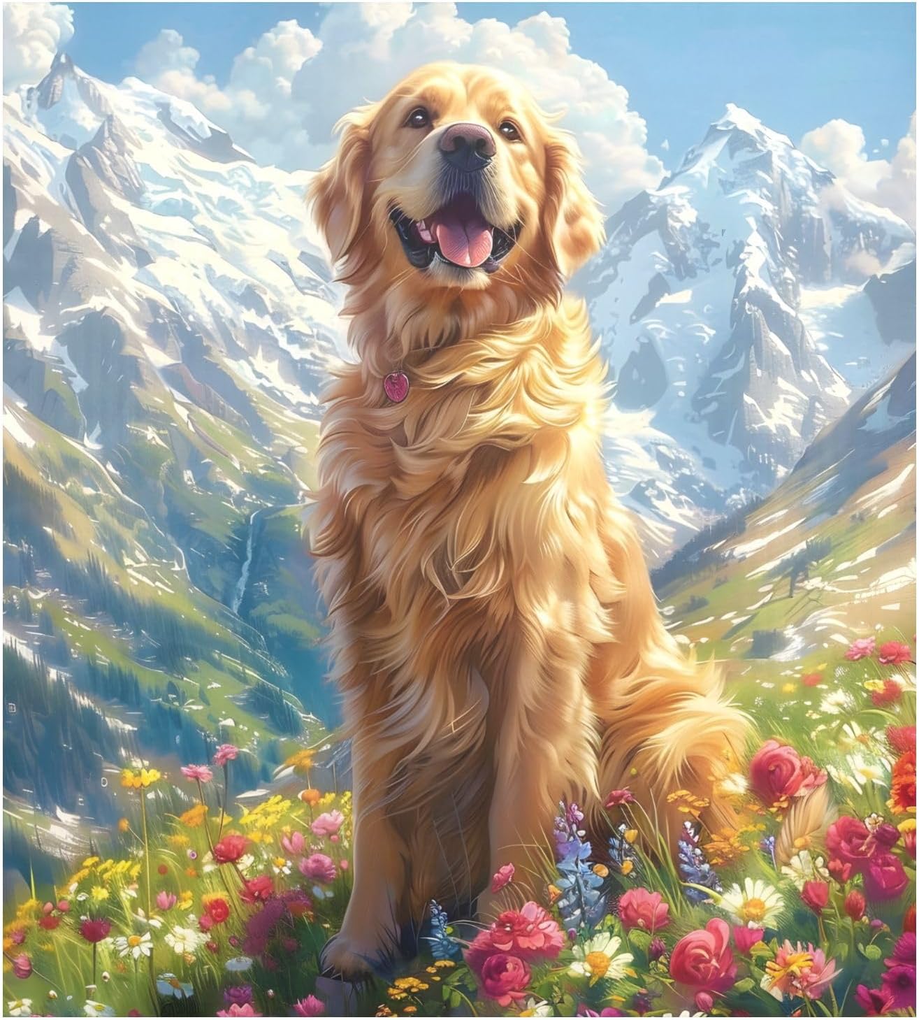 Dishwasher Magnet Cover Large Magnetic Stickers Dog Snow Mountain Front Dishwasher Cover for Home Kitchen Refrigerator Decorative Lid