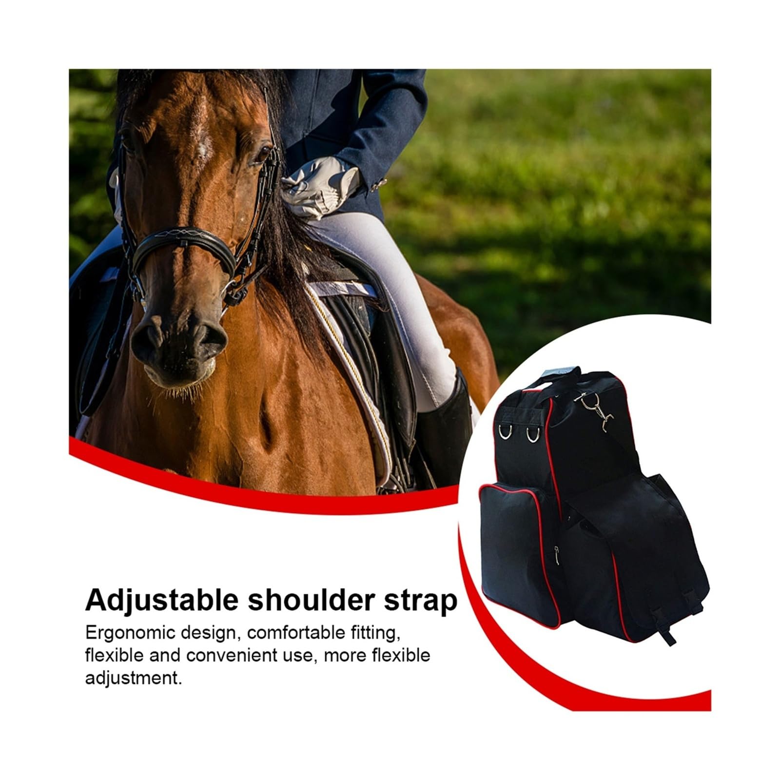 Zaino da equitazione con copertura antipioggia integrata, borsa portaoggetti per stivali e casco, tracolla regolabile