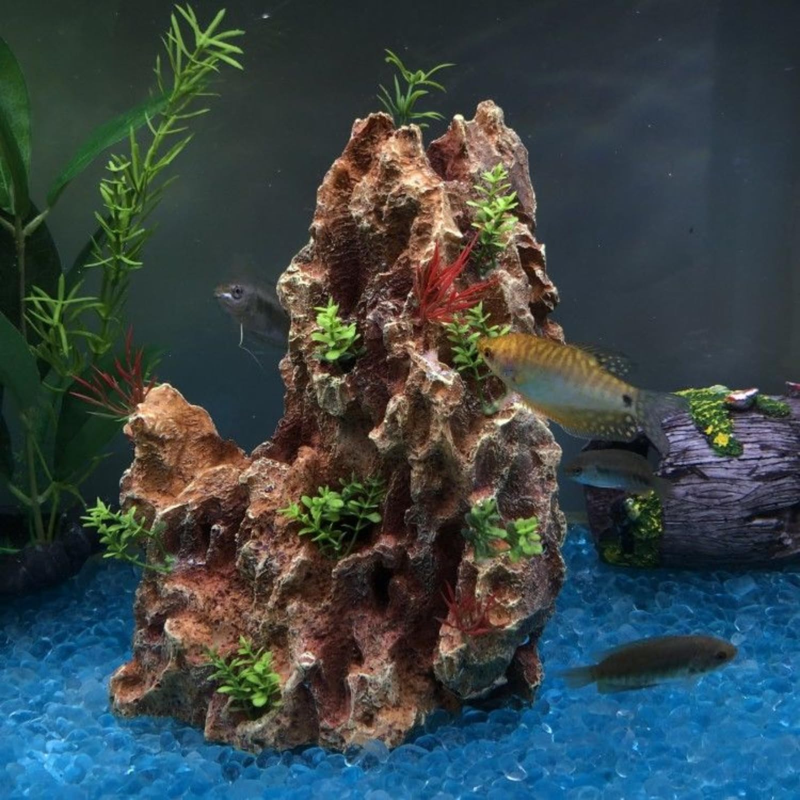 Adornos de acuario de resina de rocalla, 22 cm, decoración de paisaje de roca para pecera