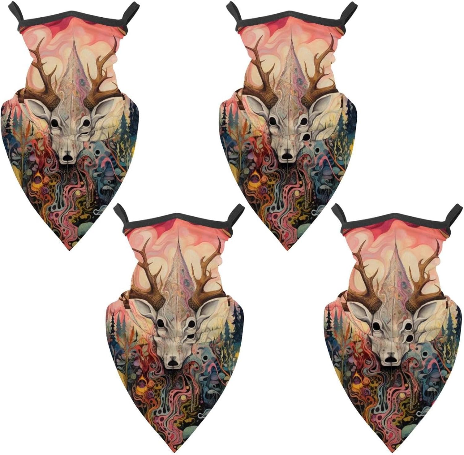 4 Pieces Cooling Neck Gaiter Face Cover for Sun Protection Bohemia Face Mask Reflective for Men Women Fishing Cycling Hiking