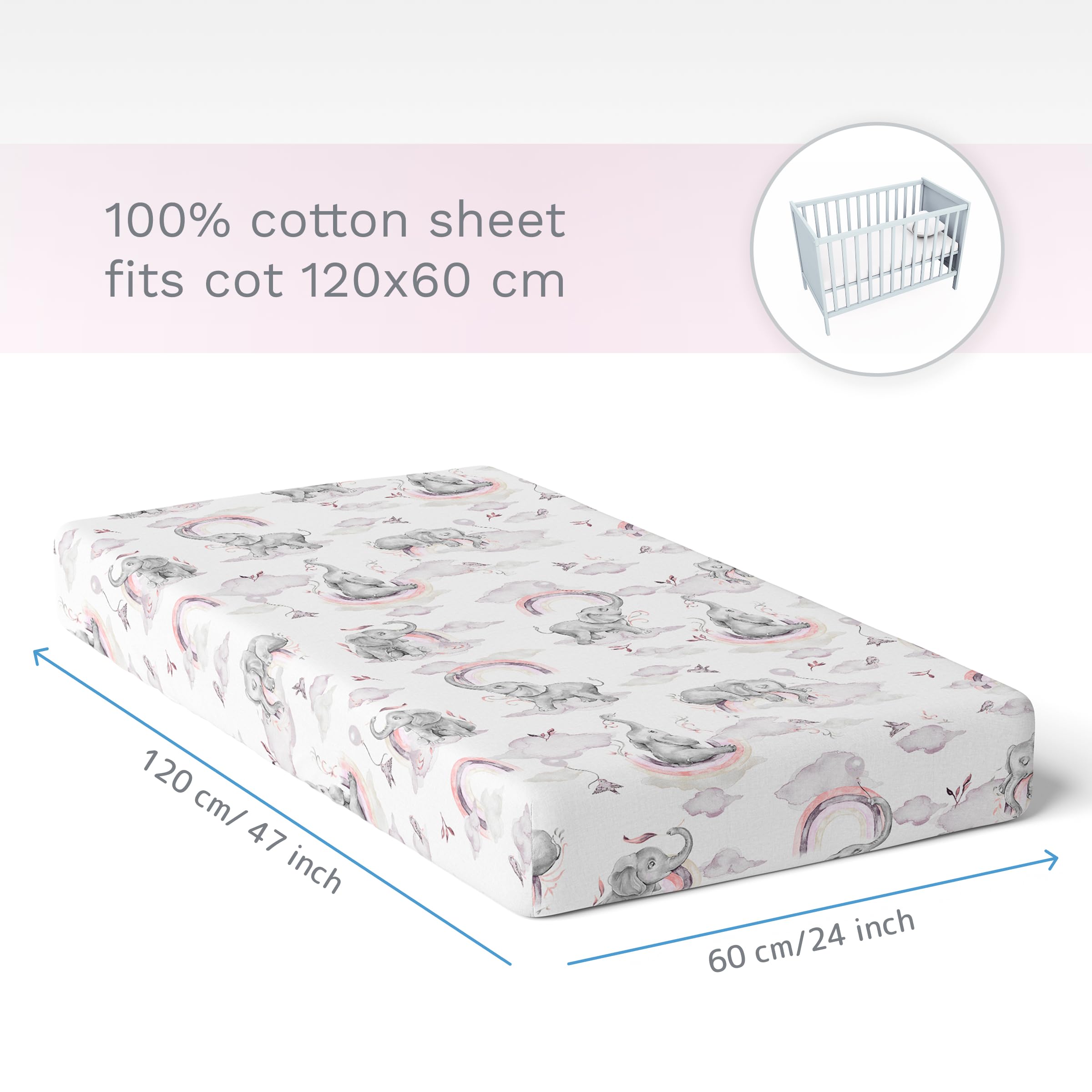 Baby Comfort Nursery 100% Cotton Fitted Sheet fits 140x70 cm Cot Bed Mattress (Safari Cars) — view 66