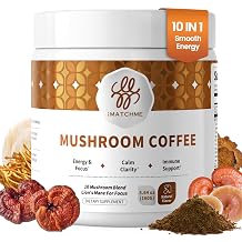 iMATCHME Mushroom Coffee, 10 Adaptogens Blend, Medium Roast, 50 Servings
