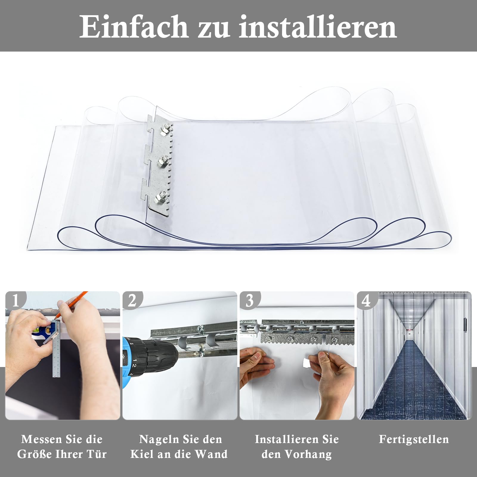 bimiti Tenda a lamelle in PVC, 90 x 220 cm, trasparente, a strisce, in PVC, antivento, impermeabile, per camere, negozi, supermercati, frigoriferi