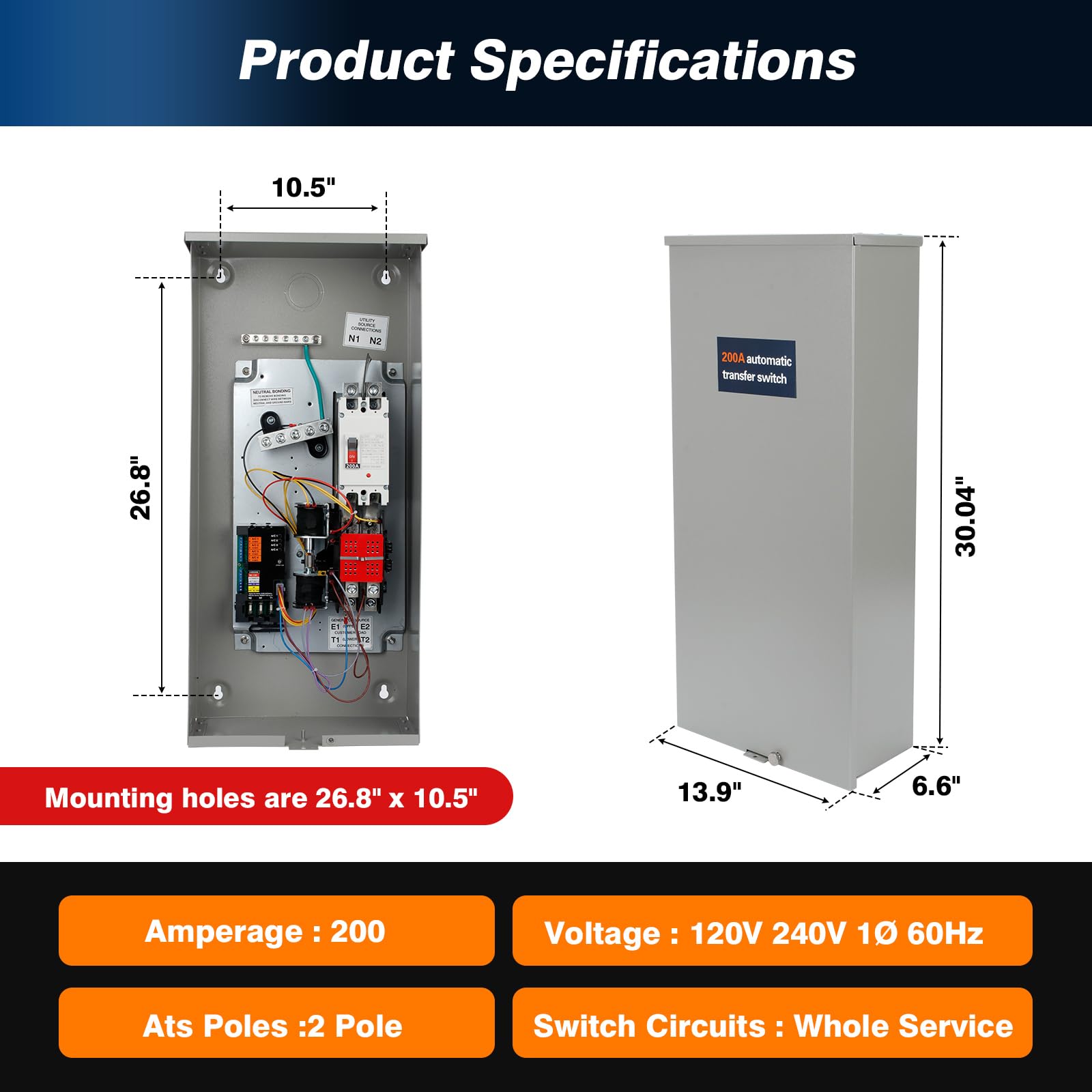 Snapklik.com : Yitrust 200 Amp Single Phase Generator Automatic ...