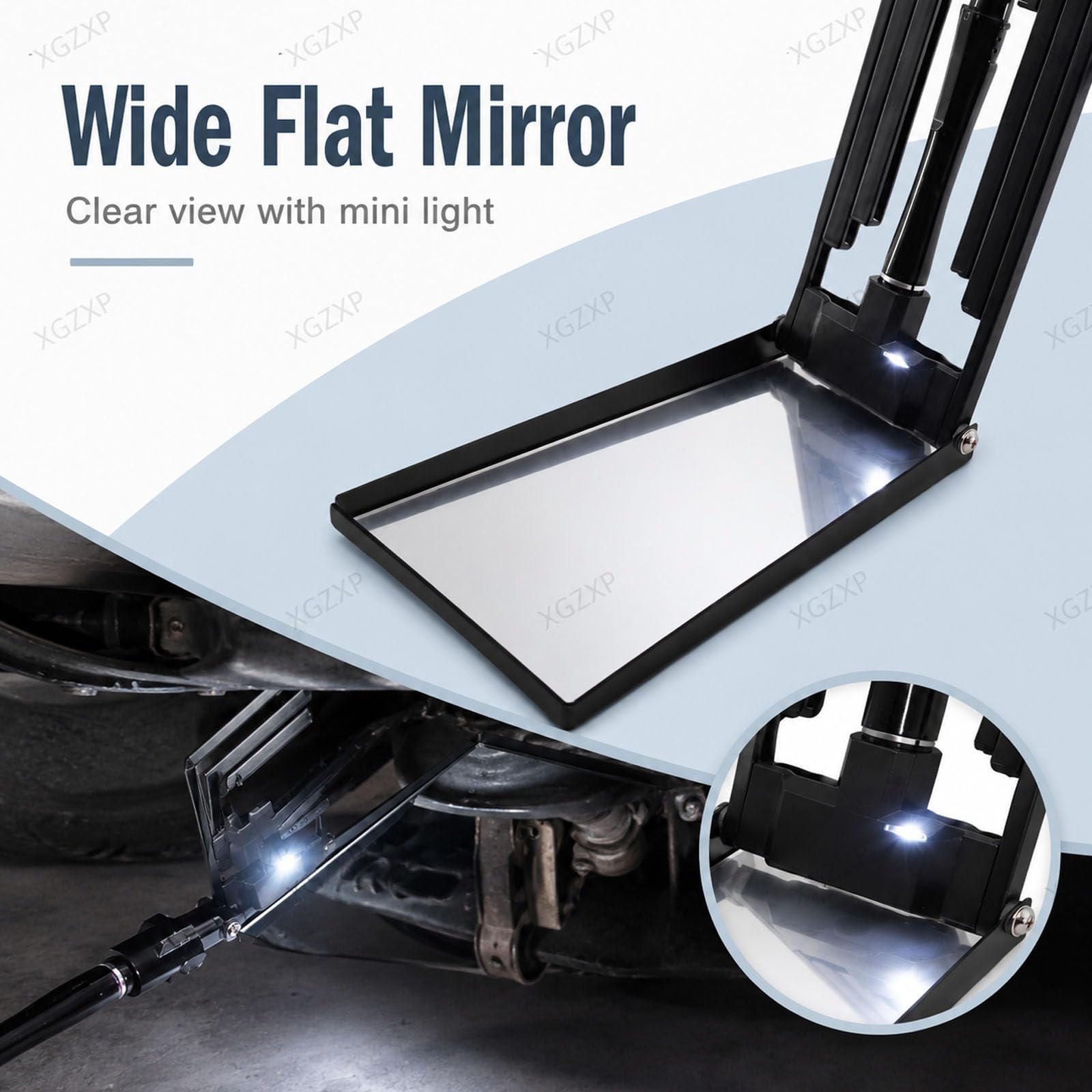 Miroir Dinspection Télescopique, Miroir À Manche Extensible avec LED, Longueur 16-45 Cm, Rétractable Et Pliable, pour Linspection des Dessous De Caisse De Voitures Et Autres Objets