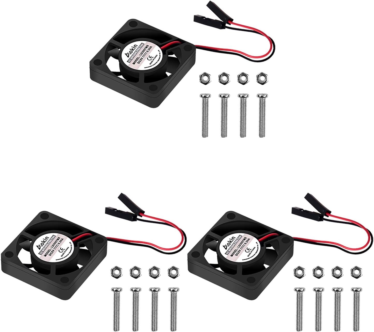 for Raspberry Pi Cooling Fan DC 5V/3.3V Brushless CPU Cooling Fan with Screws for Raspberry Pi 4 B, Pi 3 B+, Pi 3 B, Pi 2 B, Pi 1 B+, RetroFlag NESPI Case, etc, 3 Pack