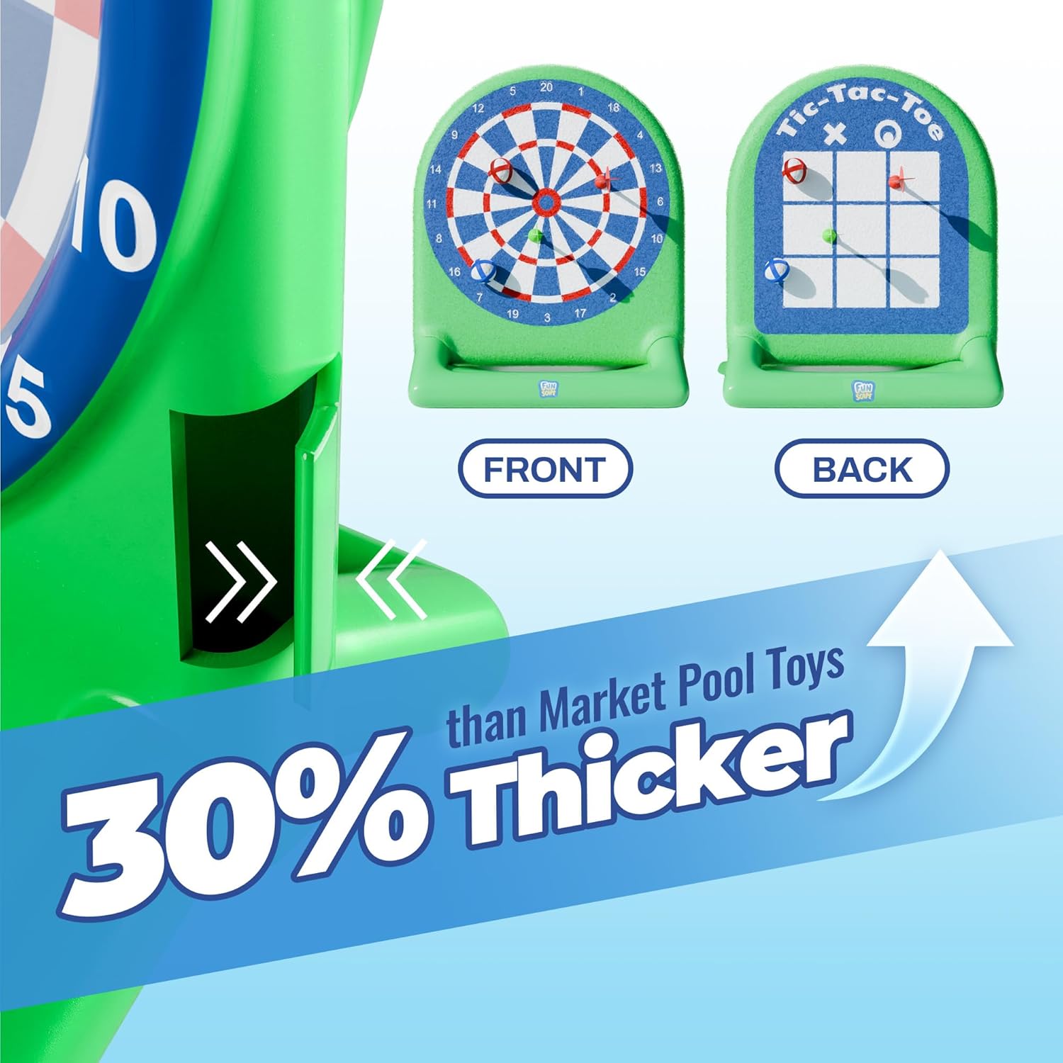 Funscape Kids Fun Pool Floating Water Toys, Inflatable Tic-Tac-Toe Dart Board Game, Swimming Pool Floats, Beach Outdoor Play Summer Birthday Gift 3 4 5 6 7 8 9 10 Yrs Boy Girl Teen Adult Family-Green