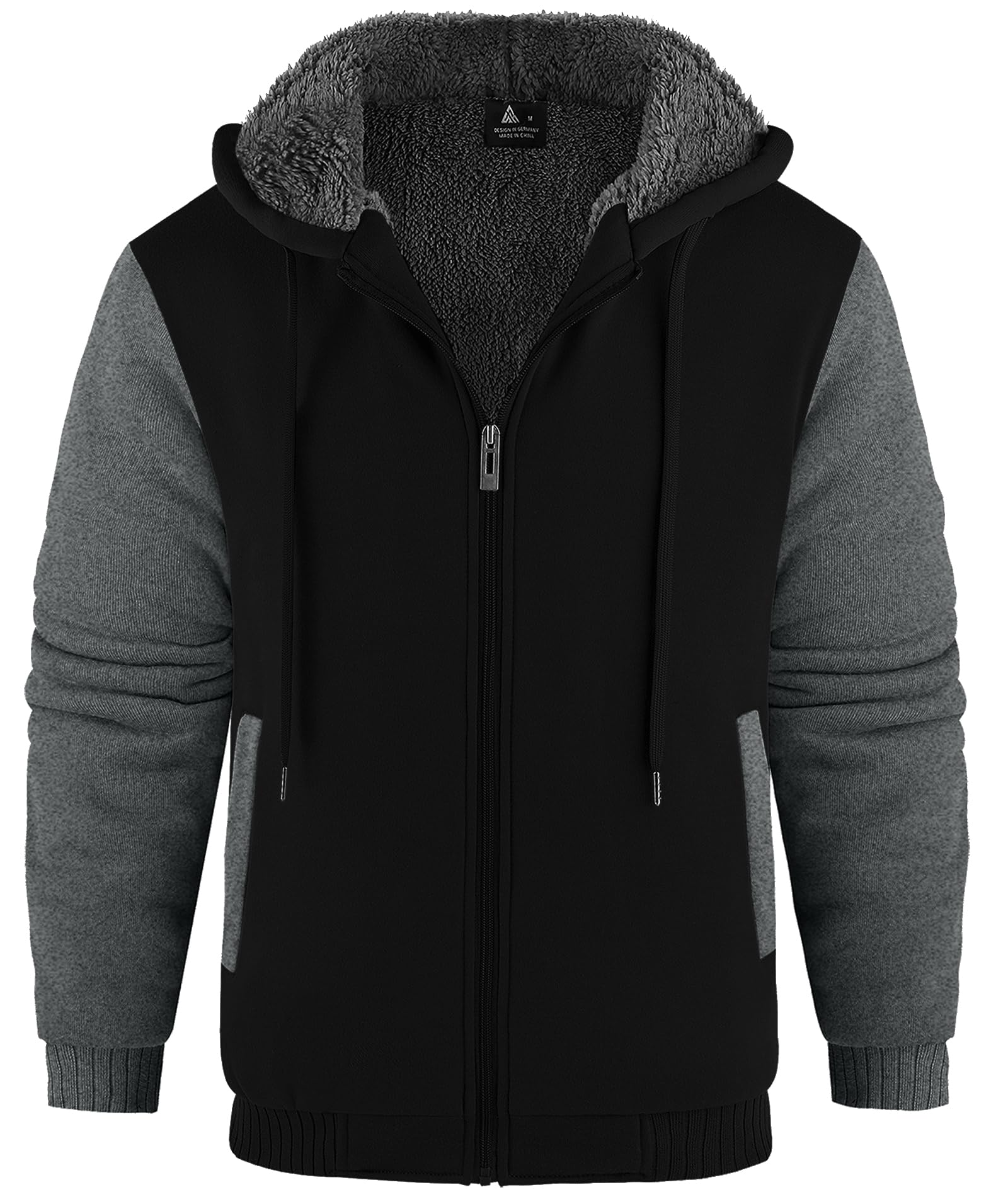 JACKETOWN Herren Kapuzenpullover Sweatshirt Reißverschluss Sweatjacke Gefüttert Hoodie Warm Fleece Winterjacke Teddyfutter Fleecejacke mit Kapuze