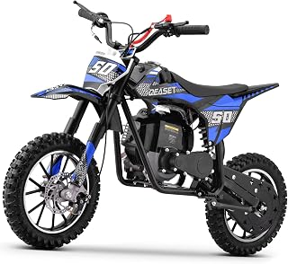 50cc Mini Dirt Bike, 4-Stroke Kids Gas Bike with Front Fork, Shock Absorber and Soft Seat Cushion, Max Load 165Lbs, Pull Start Cooperate Disc Brakes and Up to 25mph (Blue)