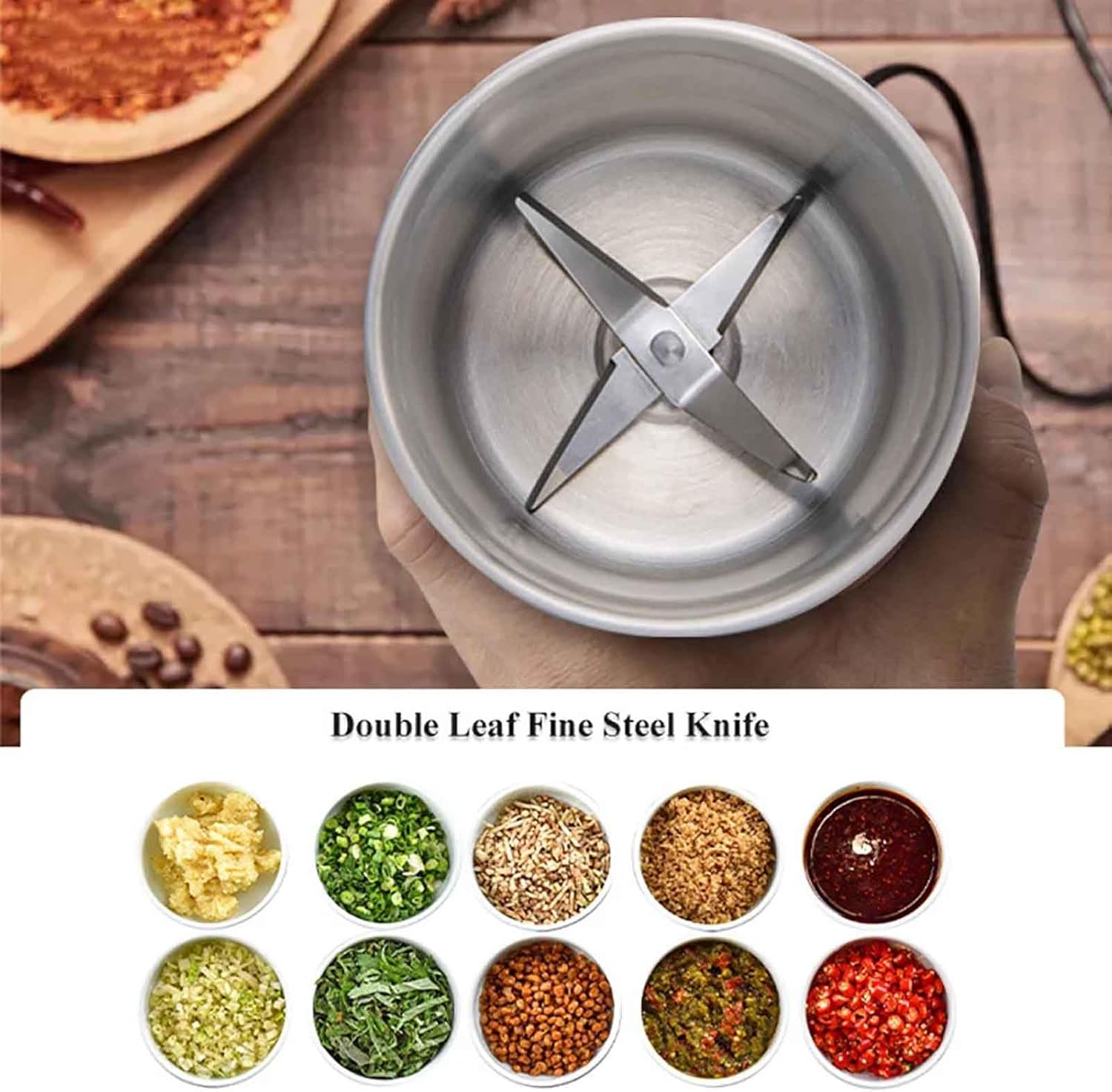 iDili Mini Electric Coffee Bean Grinder Multifunctional Food Grinder Grains Spices Cereals Coffee Dry Grain Mill Beans Crusher M200B
