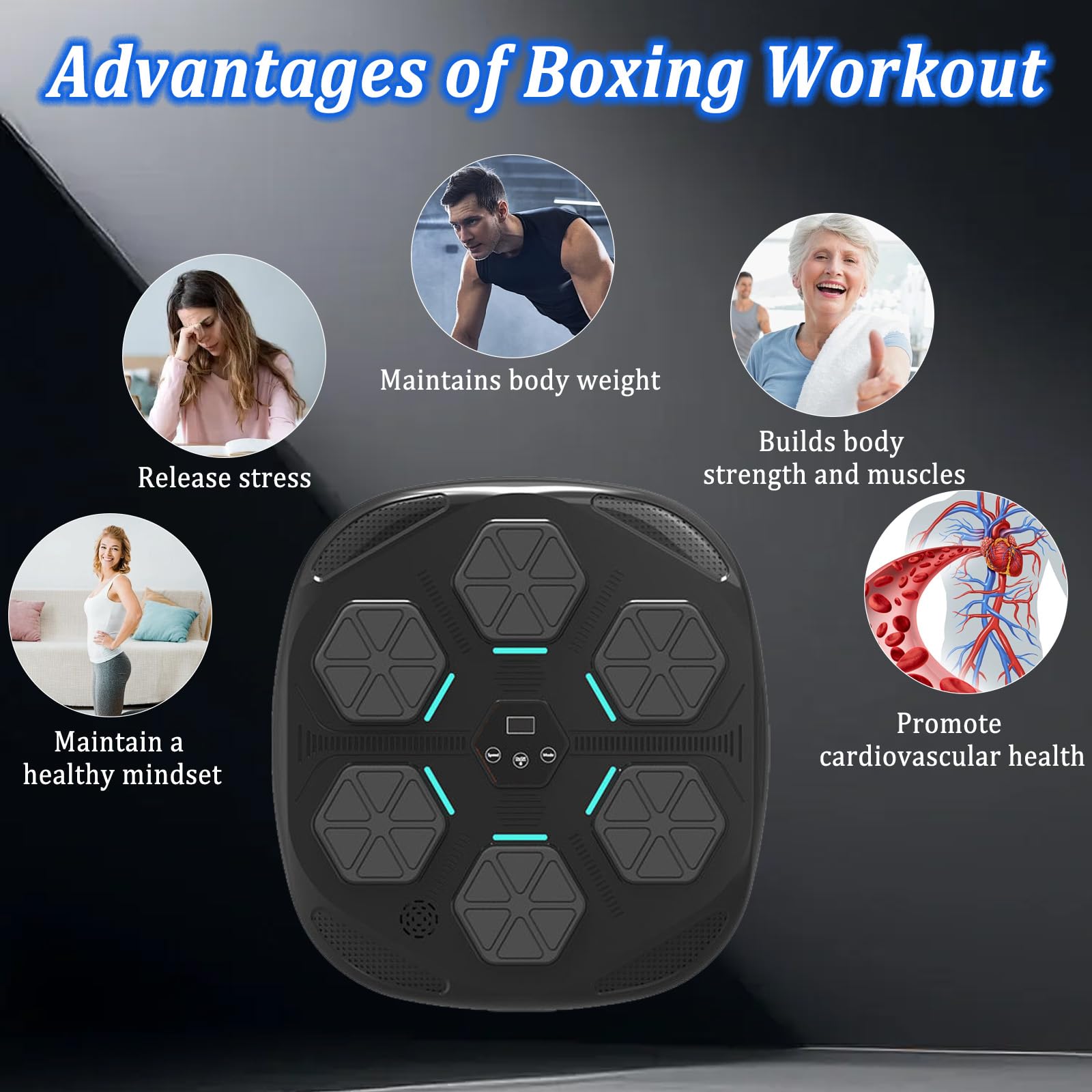 Machine de Boxe Musicale, Appareil de Boxe électronique Mural,Smart Bluetooth Music Boxeur é Lectronique pour Adultes et Enfants,Prise en Charge Bluetooth, Hauteur de Montage Réglable (Orange