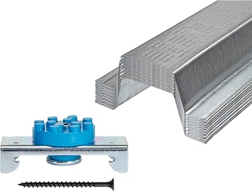 Trademark Soundproofing 20 Resilient Metal Hat Channel 8.6 Long with 50 TMS Resilient Sound Clip with Screws