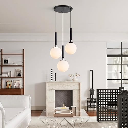 Miniatura 65 de KCO Iluminación moderna globo luces colgantes iluminación isla de cocina luz colgante blanco y dorado iluminación colgante individual vidrio