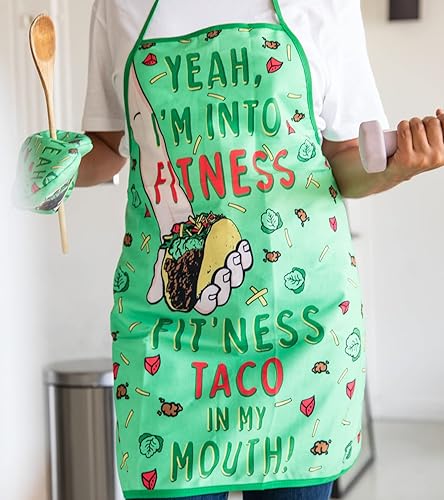 Miniatura 6 de Fitness Taco - Delantal de cocina divertido y manoplas de horno Humorístico para gimnasio, accesorios de cocina novedosos, Verde