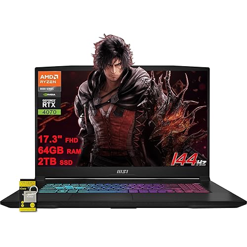 MSI Katana A17 AI Laptop 17.3" FHD 144Hz AMD Octa-core AI-Capable Ryzen 7 8845HS (Beats i7-12700H) 64GB RAM 2TB SSD GeForce RTX 4070 for AI Gaming Win11 w/ICP Hub