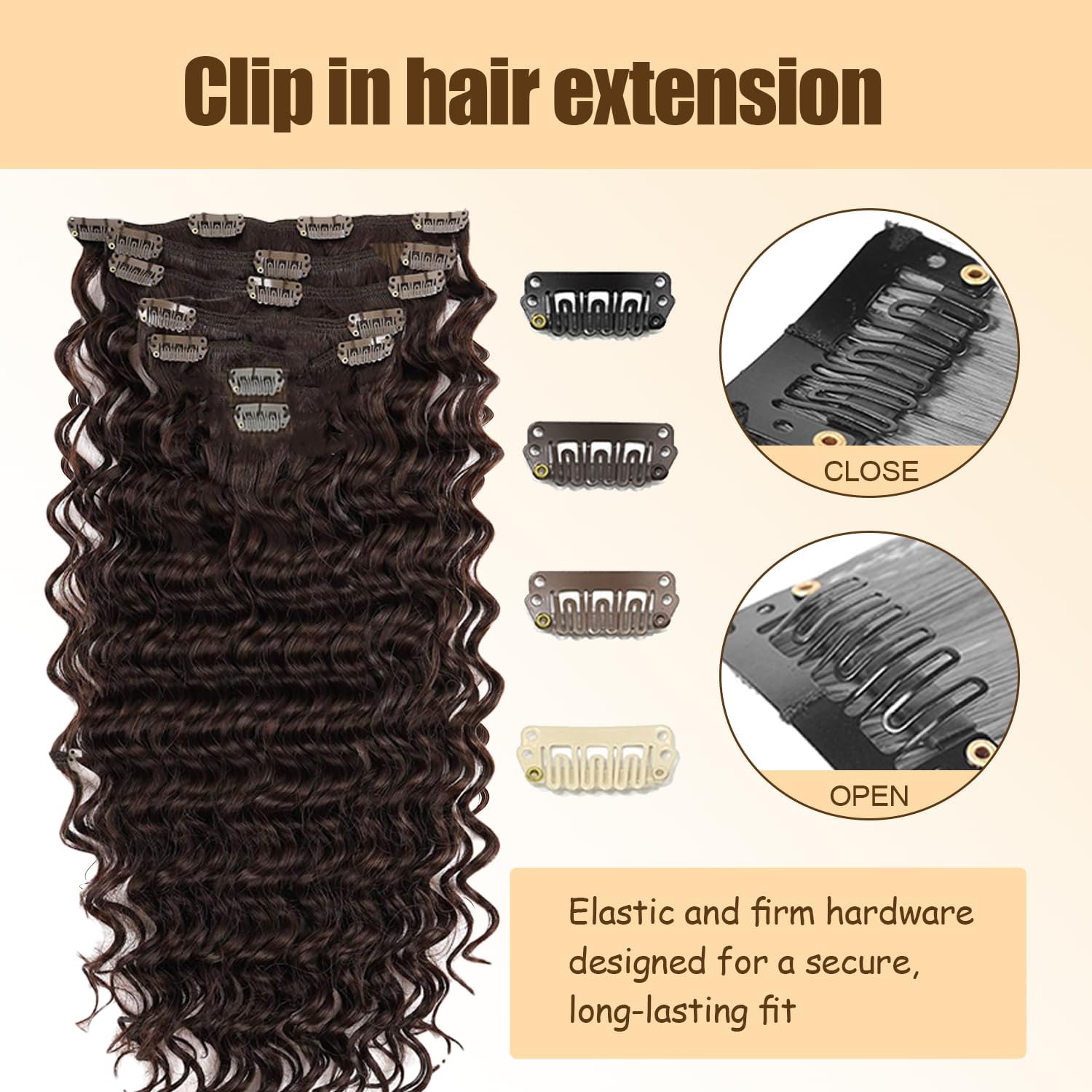 Deep Wave Clip In Extensions Echthaar Perücke Damen Human Hair Extensions #4 Chocolate Brown Menschliches Haar Bundles With Minimal Shedding For Women 18 Inch