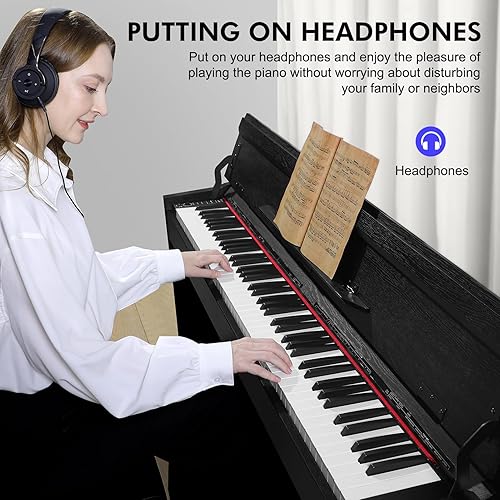 Miniatura 3 de UMP-90 - Piano eléctrico de 88 teclas de tamaño completo semipesado con soporte para muebles, adaptador de corriente, pedales triples, piano digital