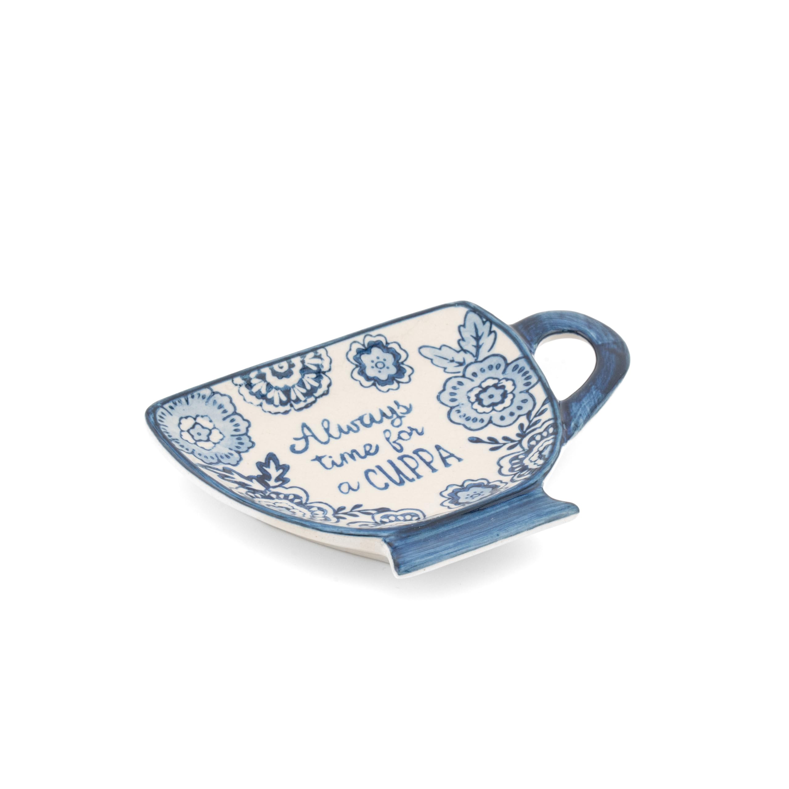 Sass & Belle Blue Willow Always Time for A Cuppa Tea Bag Dish - Ceramic Gift for Tea Lover – Home Decor Kitchenware Designed by Sass and Belle