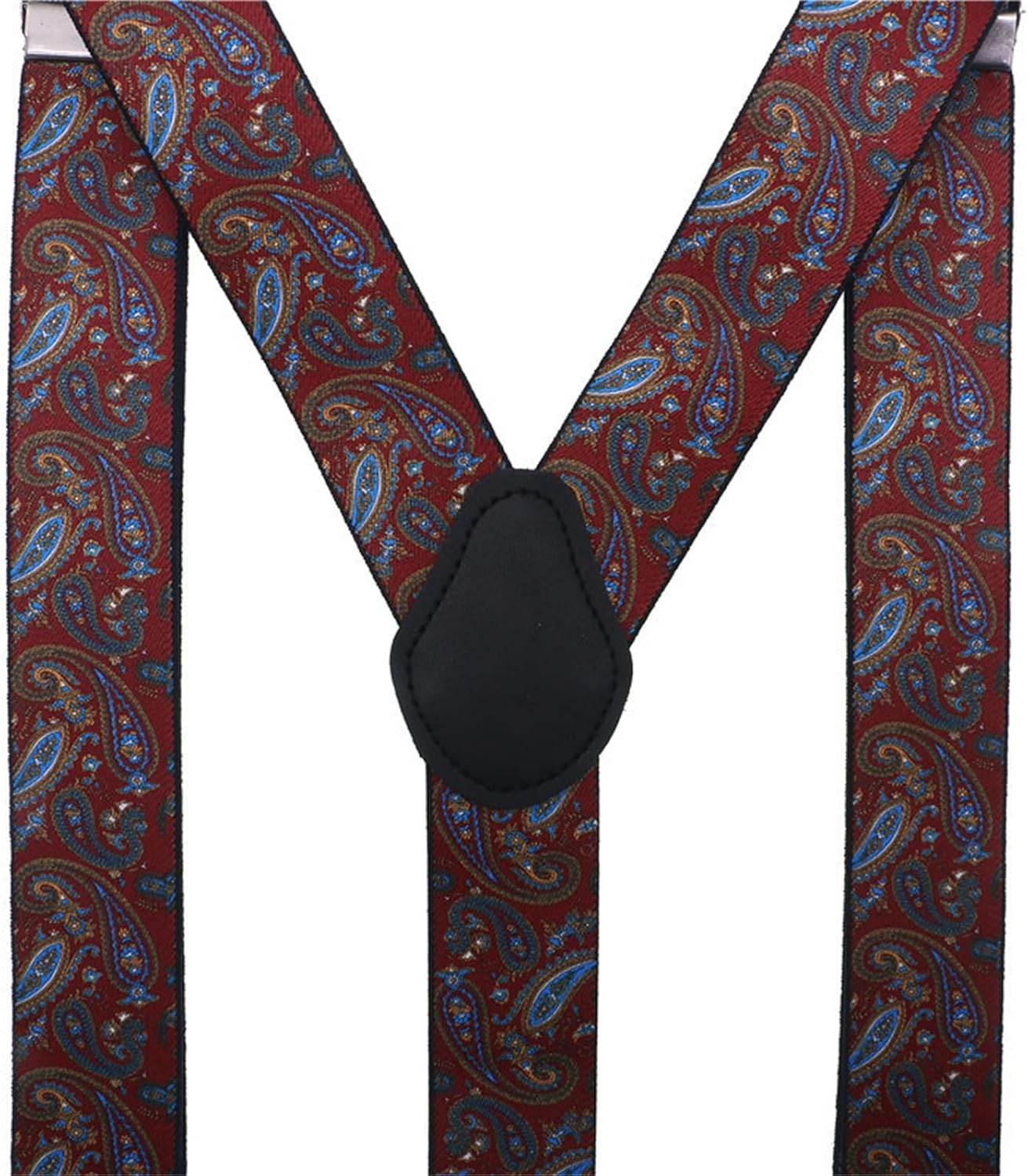 Suspenders for Men Men's Suspenders 4 Clip Cashew Pattern Adjustable Brace