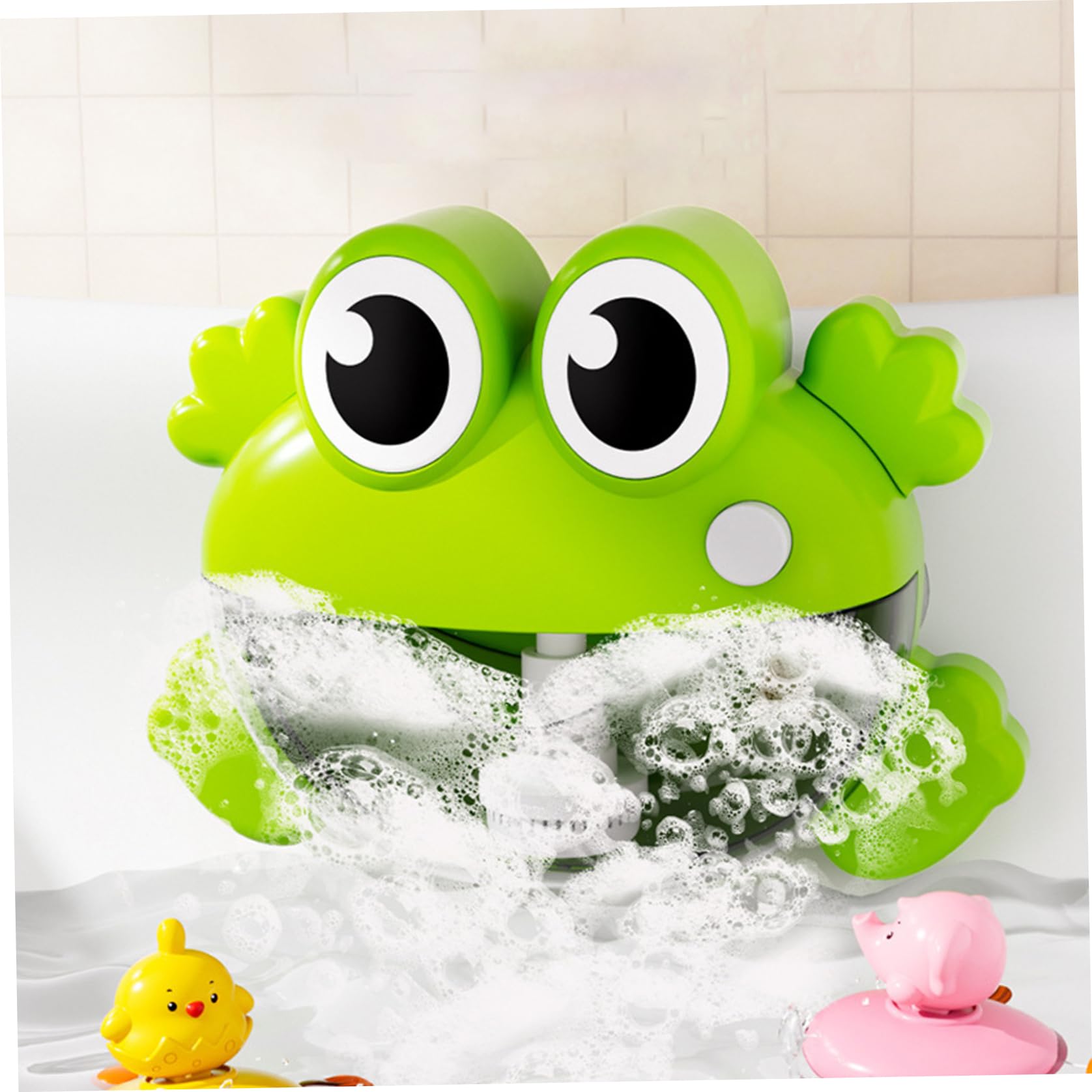 Bath Bubble Machine - One-Button Frog Bath Toy with Suction Cup, Fun Bathtub Toy for Toddlers & Kids, Green — view 2
