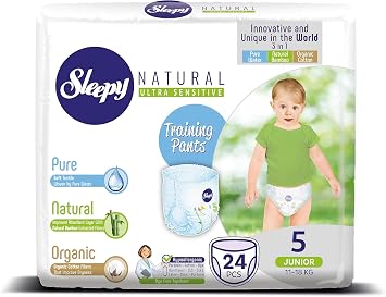SOHO | Sleepy Natural Baby Training Pants, easy pull toddler Training Underwear for Boy and Girls Strong Absorbent Size 5 | 24 Count | Child Weight 24-40 lbs