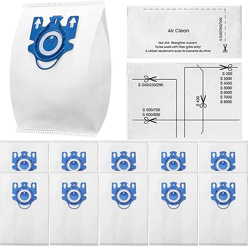 Paquete de 10 bolsas AirClean de eficiencia 3D de repuesto para aspiradora Miele GN Bolsa de polvo para aspiradora Classic C1 completa C1C2C3 S227 disponible en Yaxa Peru
